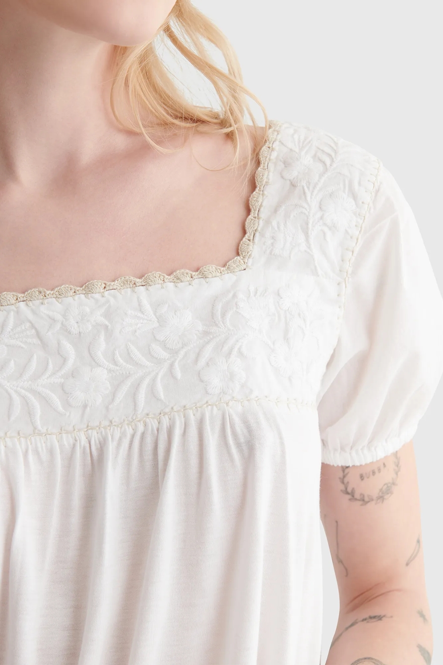 EMBROIDERED ANGLAISE SQUARE NECK BLOUSE, image 4
