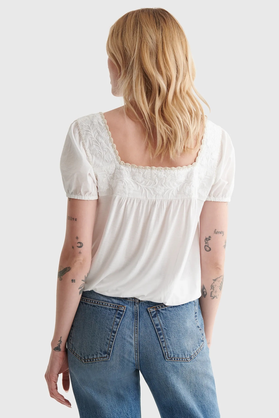 EMBROIDERED ANGLAISE SQUARE NECK BLOUSE, image 5