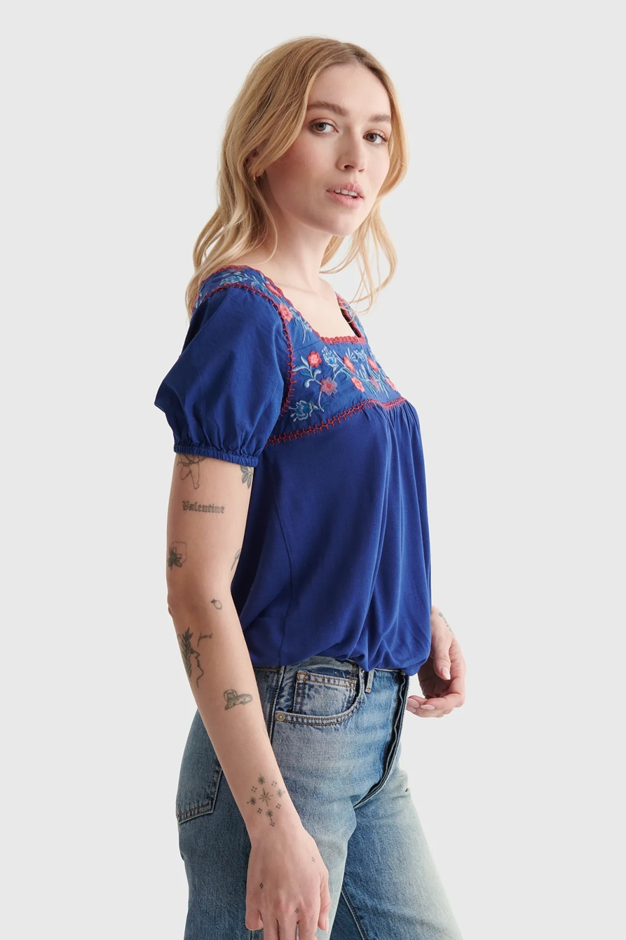 EMBROIDERED ANGLAISE SQUARE NECK BLOUSE, image 3