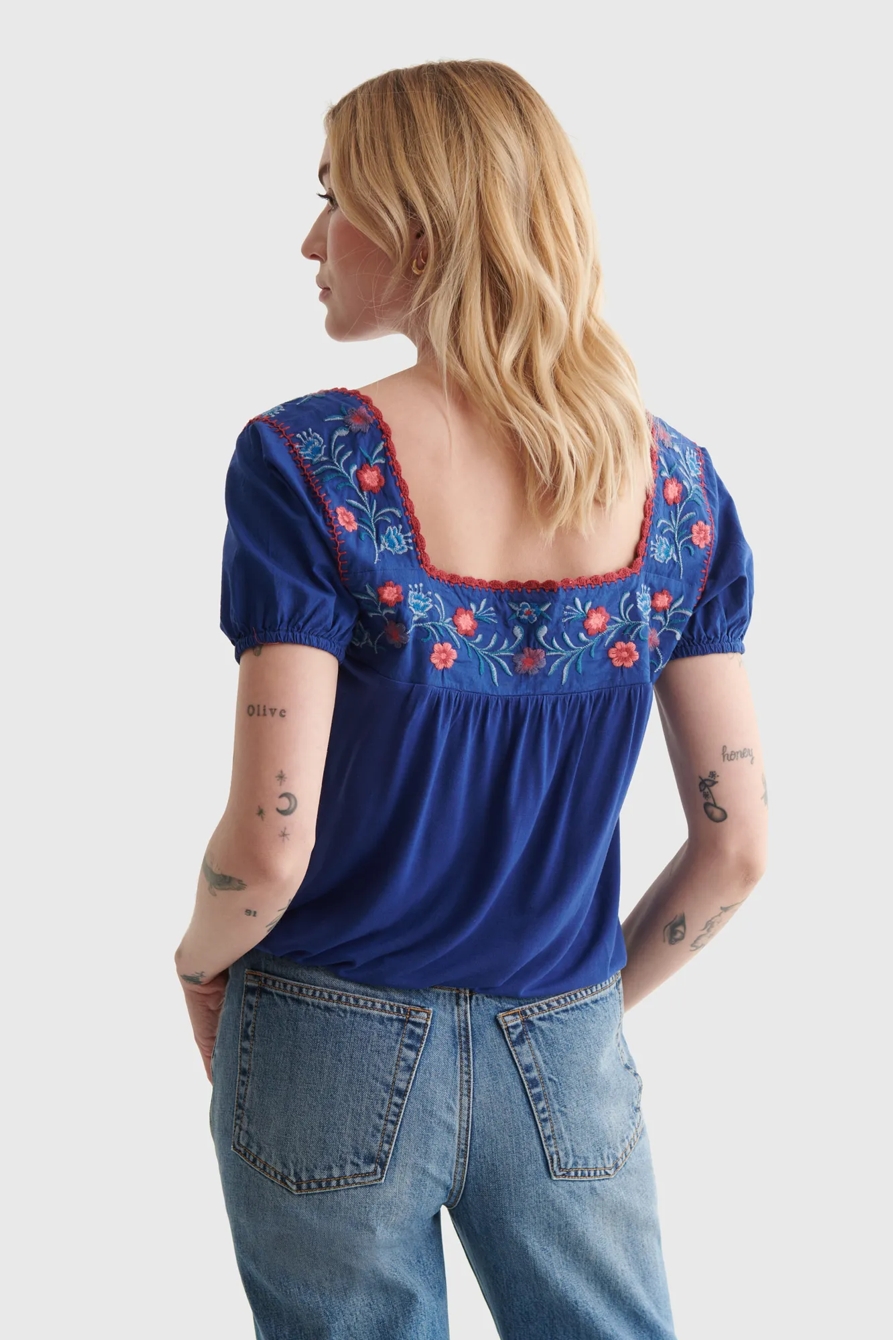 EMBROIDERED ANGLAISE SQUARE NECK BLOUSE, image 5