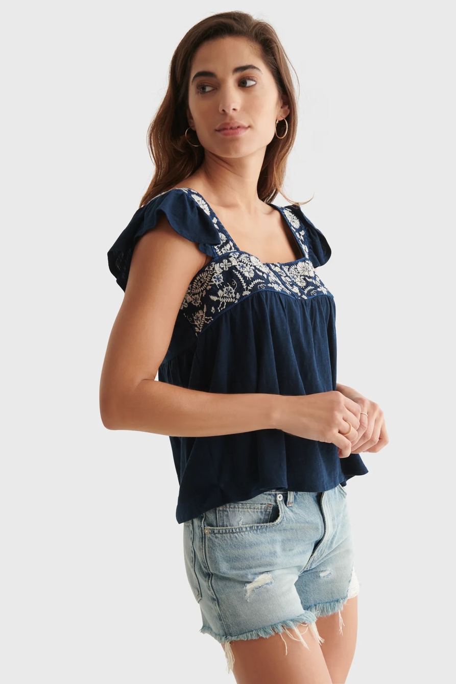 EMBROIDERED SQUARE BUTTON TOP, image 3