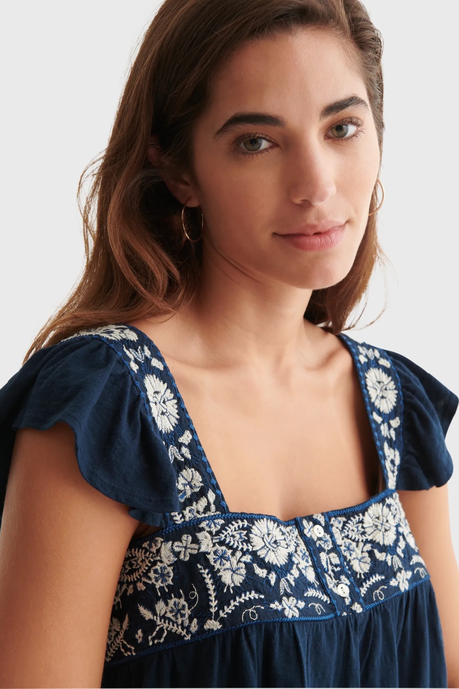 EMBROIDERED SQUARE BUTTON TOP, image 6