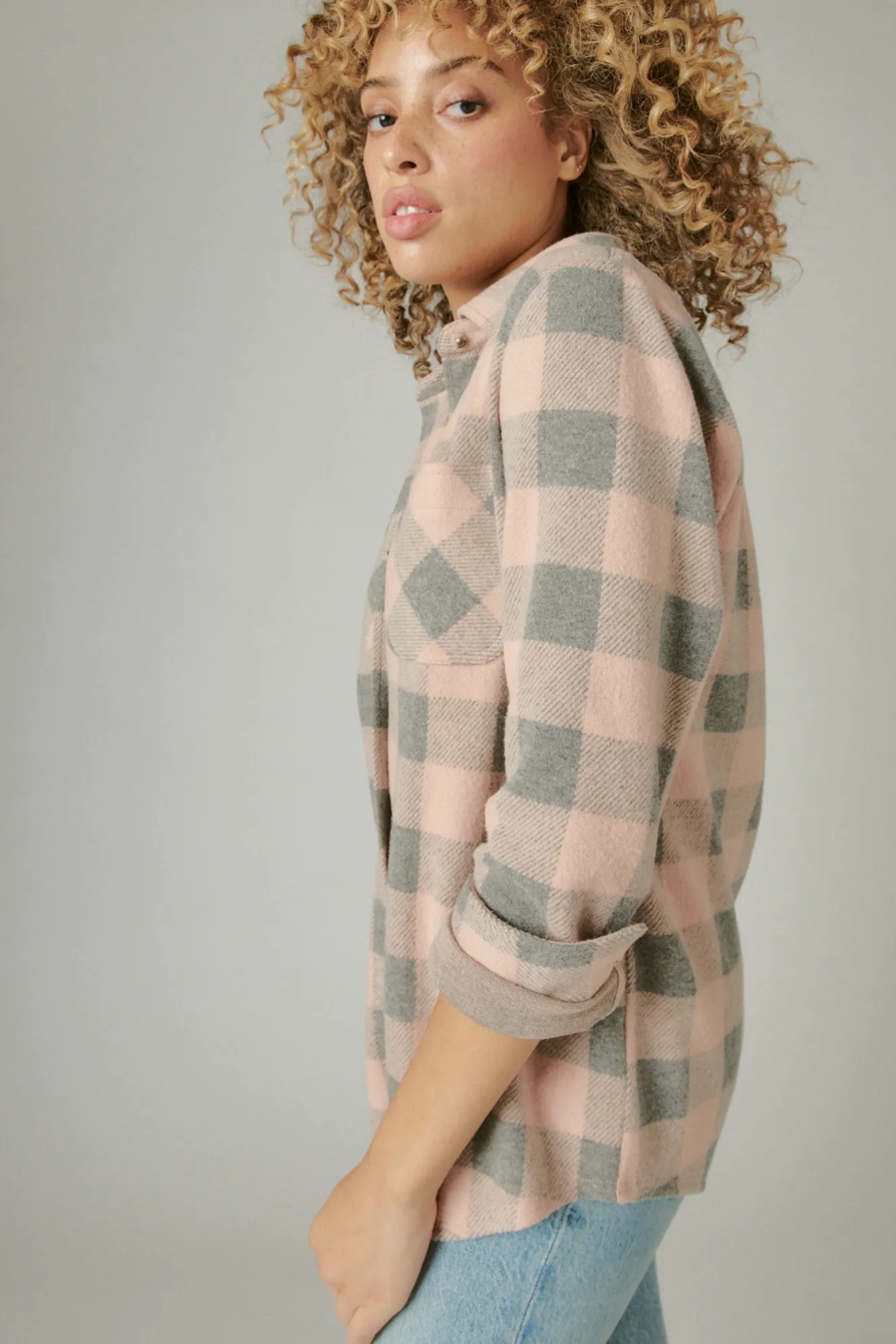 CLOUD PLAID BOYFRIEND KNIT BUTTON UP SHIRT, image 3