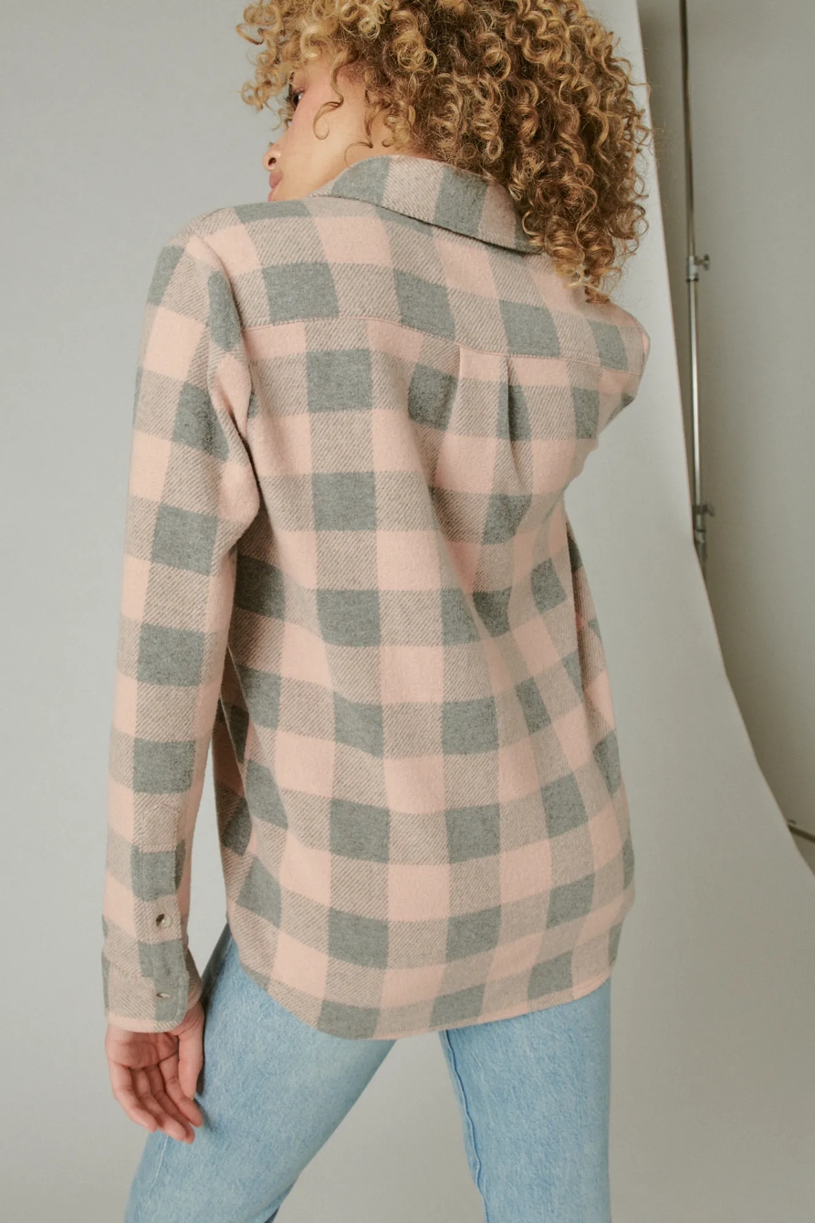 CLOUD PLAID BOYFRIEND KNIT BUTTON UP SHIRT, image 4