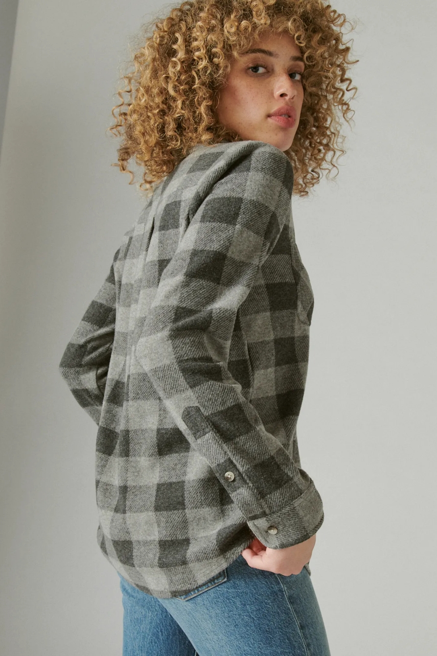 CLOUD PLAID BOYFRIEND KNIT BUTTON UP SHIRT, image 4