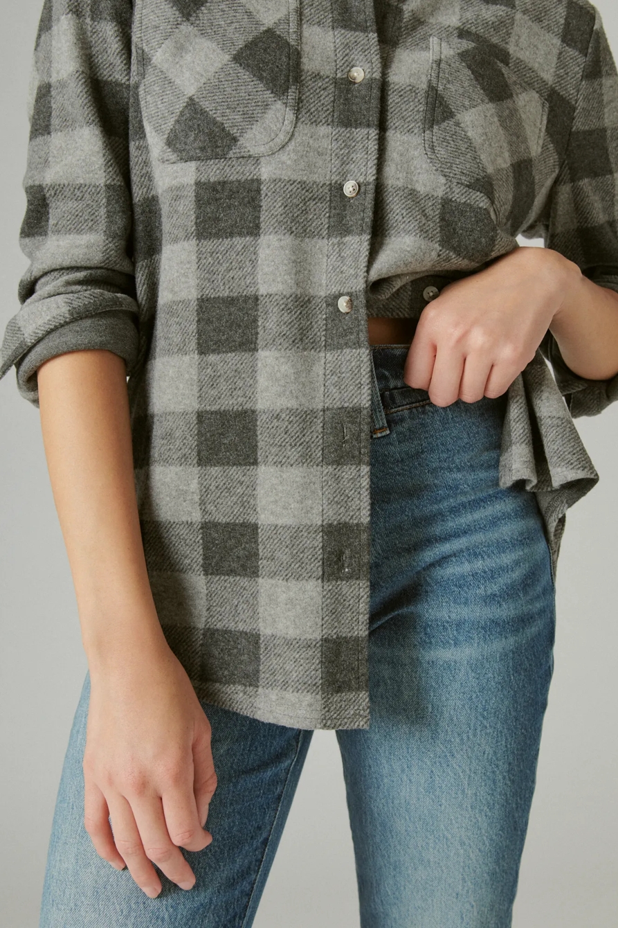 CLOUD PLAID BOYFRIEND KNIT BUTTON UP SHIRT, image 5