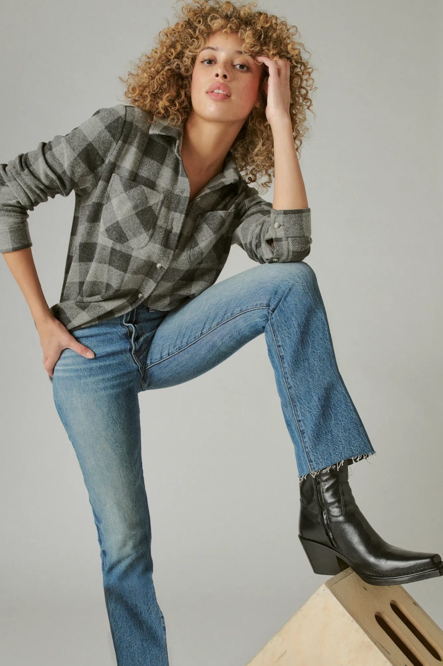 CLOUD PLAID BOYFRIEND KNIT BUTTON UP SHIRT, image 6