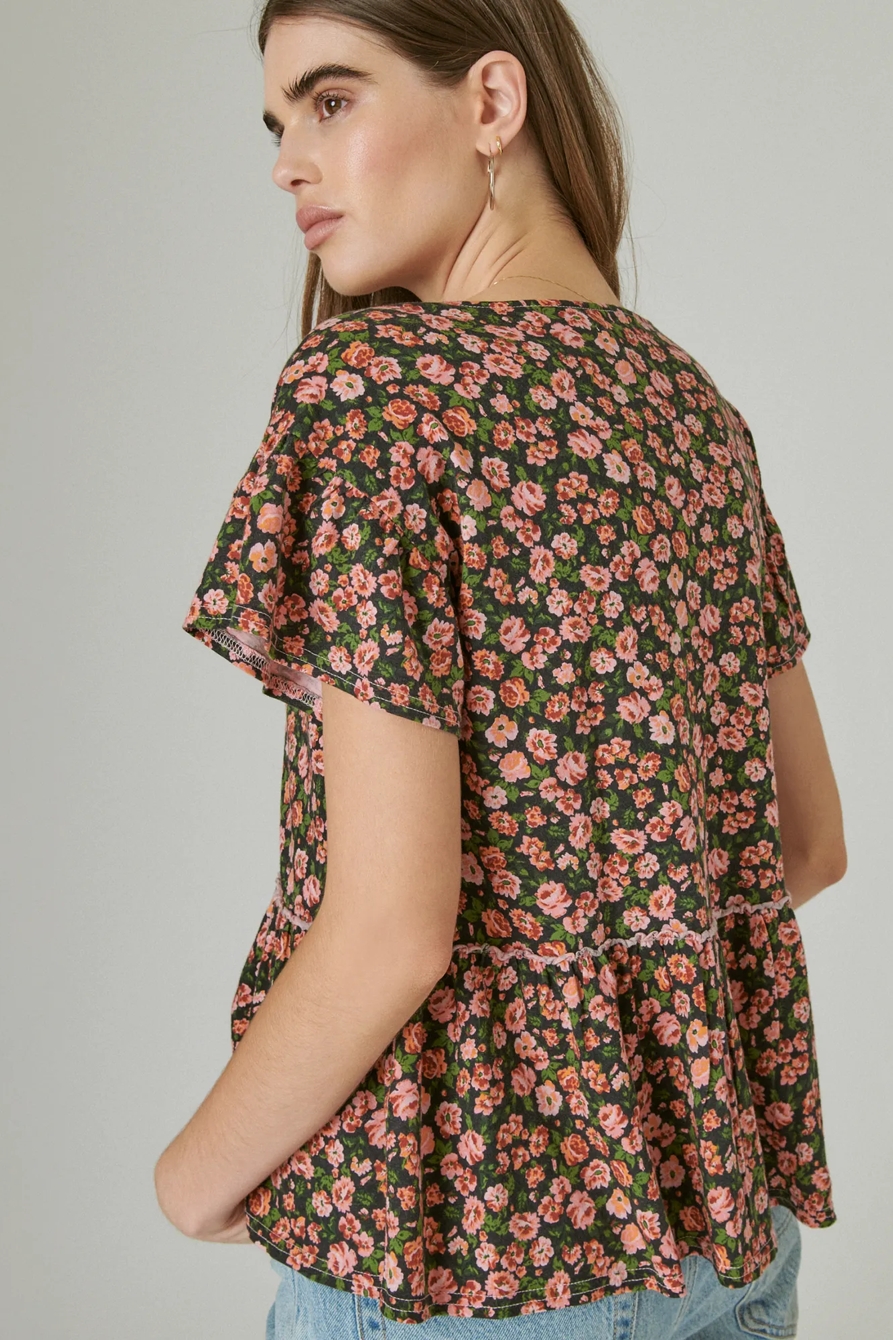 SHORT SLEEVE BUTTON HI-LOW TOP, image 4
