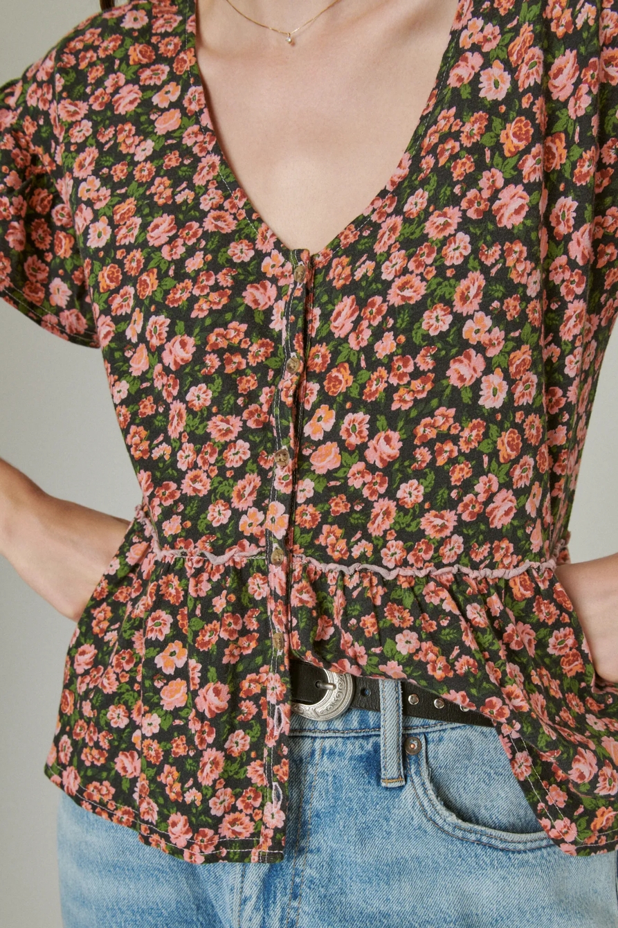 SHORT SLEEVE BUTTON HI-LOW TOP, image 6