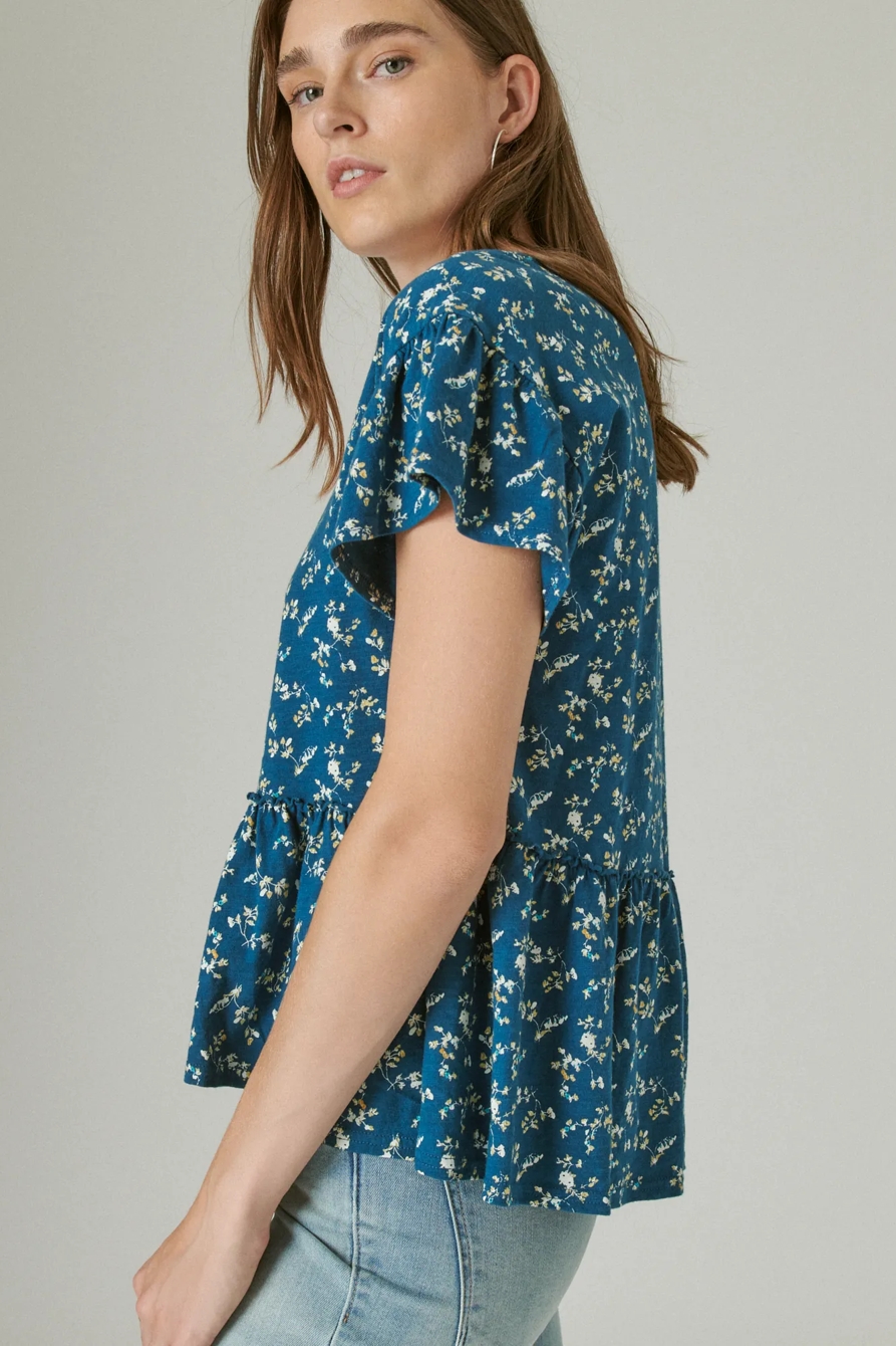 SHORT SLEEVE BUTTON HI-LOW TOP, image 3