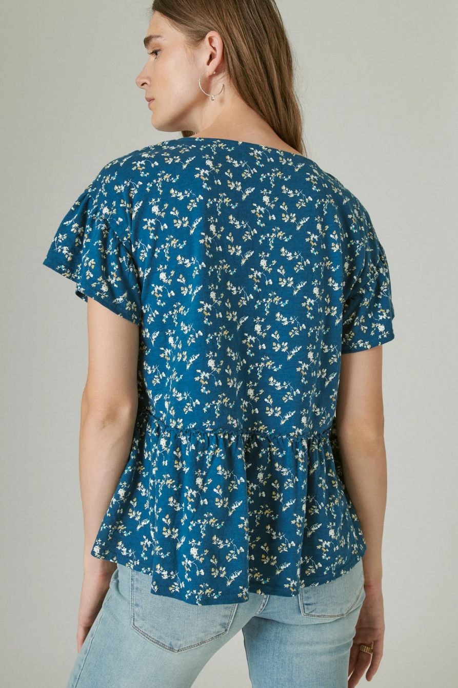SHORT SLEEVE BUTTON HI-LOW TOP, image 4