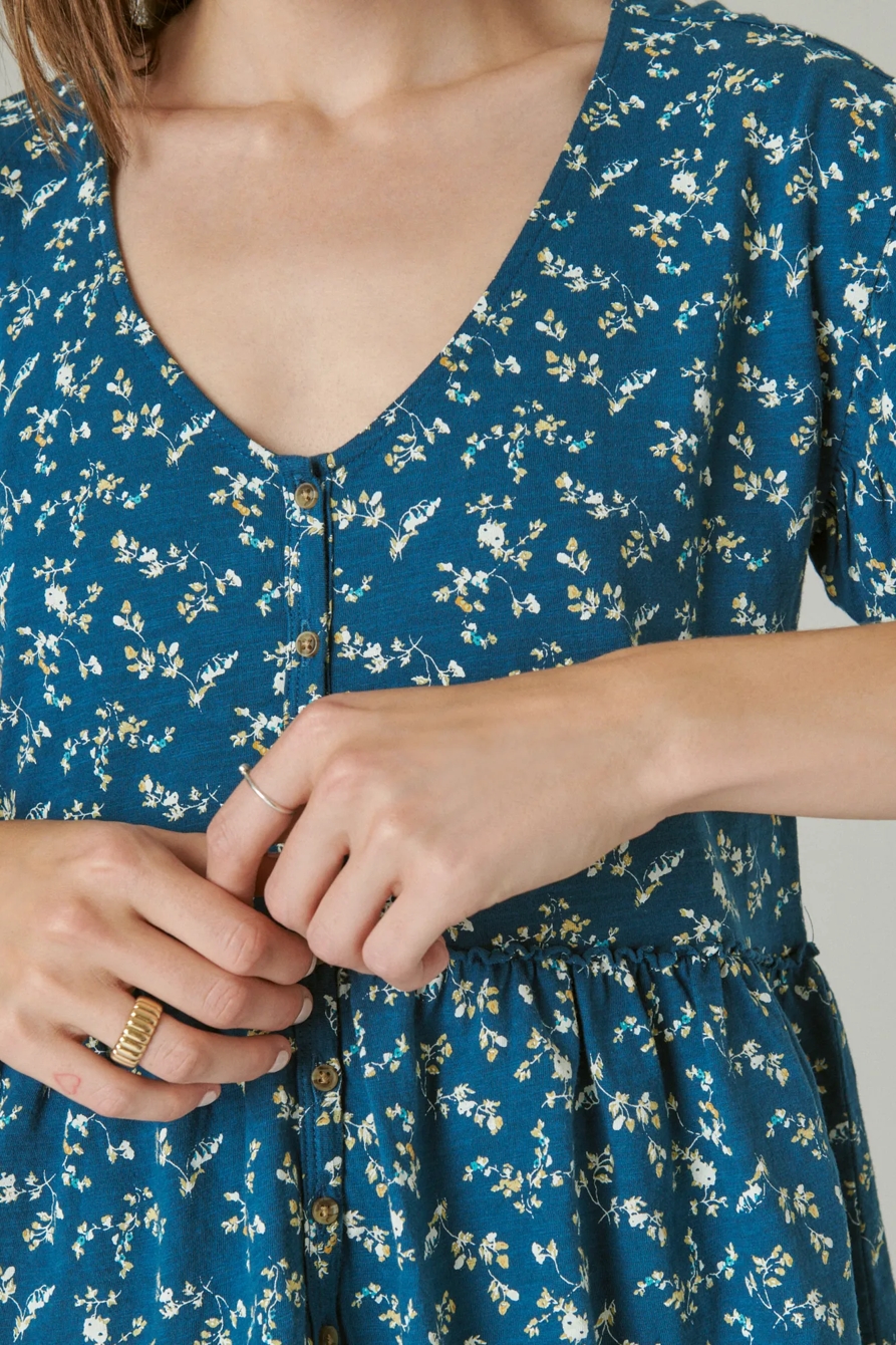 SHORT SLEEVE BUTTON HI-LOW TOP, image 5
