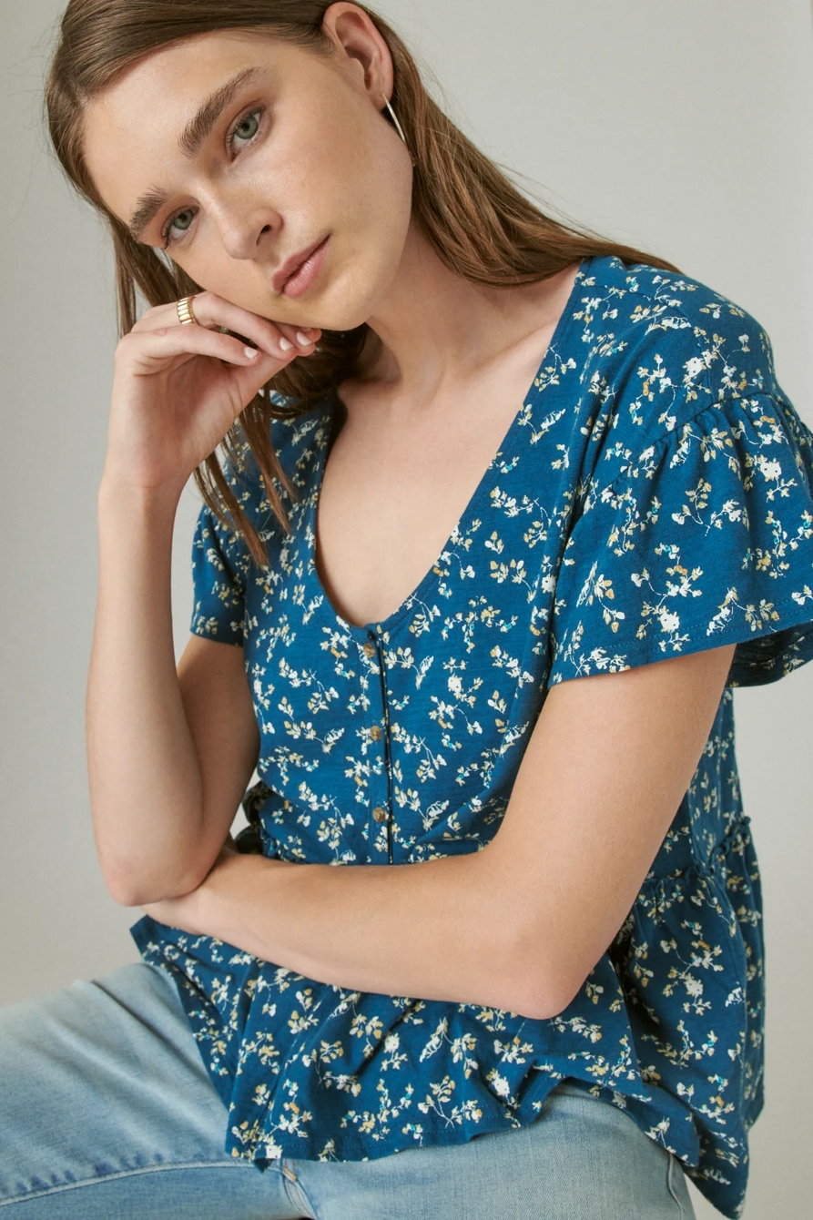SHORT SLEEVE BUTTON HI-LOW TOP, image 6