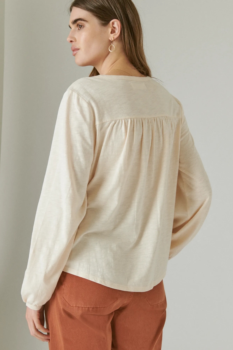 PLEATED V-NECK KNIT TOP, image 5