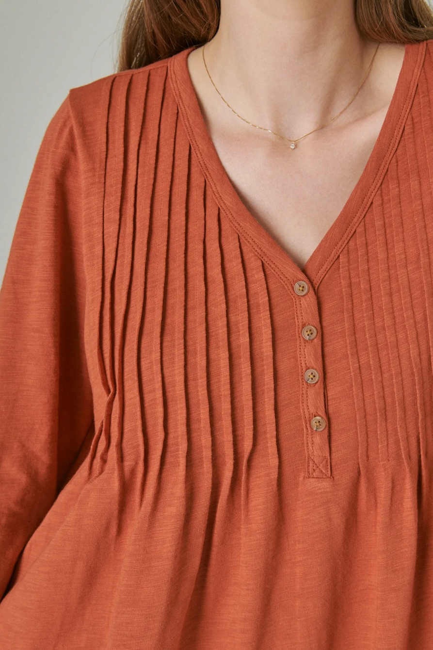 PLEATED V-NECK KNIT TOP, image 5