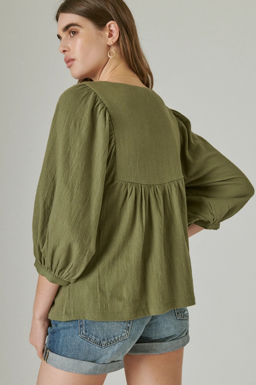 TONAL EMBROIDERED SQUARE NECK BLOUSE, image 4