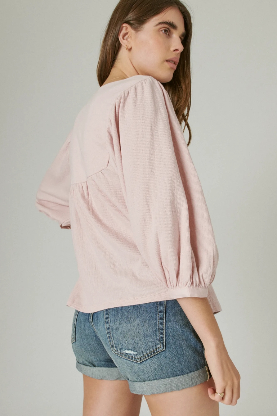 TONAL EMBROIDERED SQUARE NECK BLOUSE, image 4