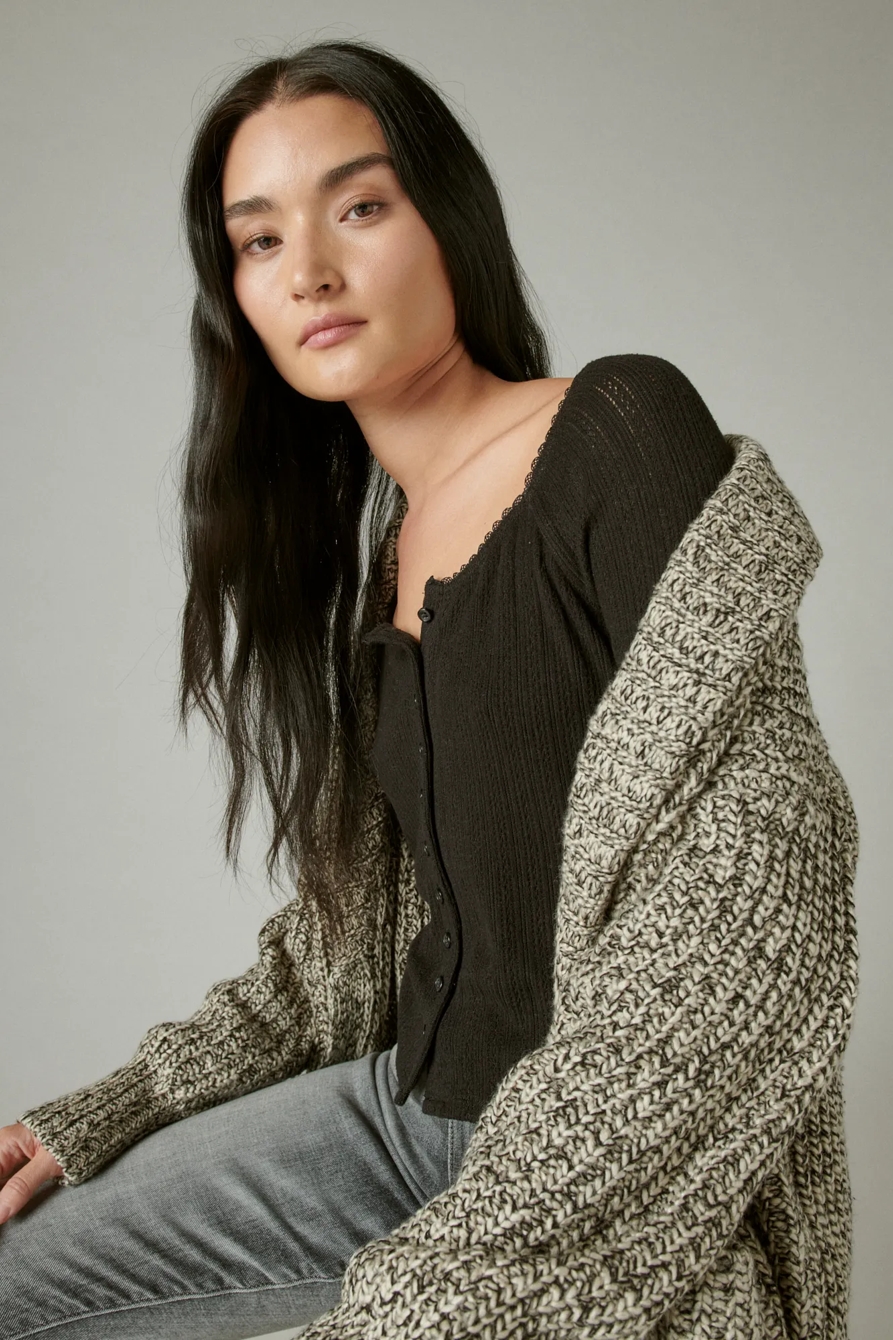SQUARE NECK POINTELLE BUTTON FRONT TOP, image 6
