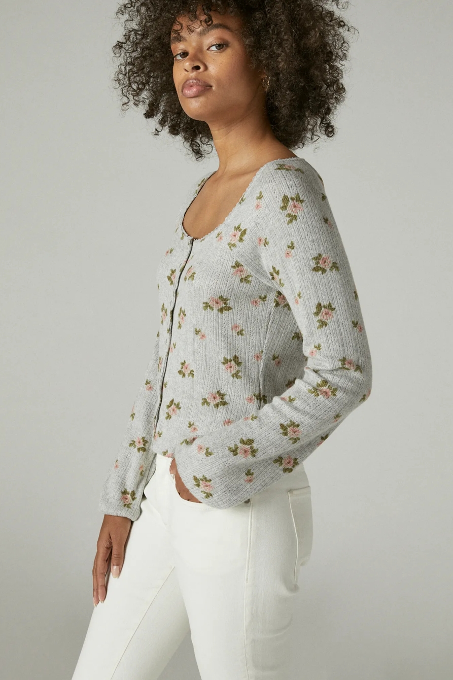 SQUARE NECK POINTELLE BUTTON FRONT TOP, image 3