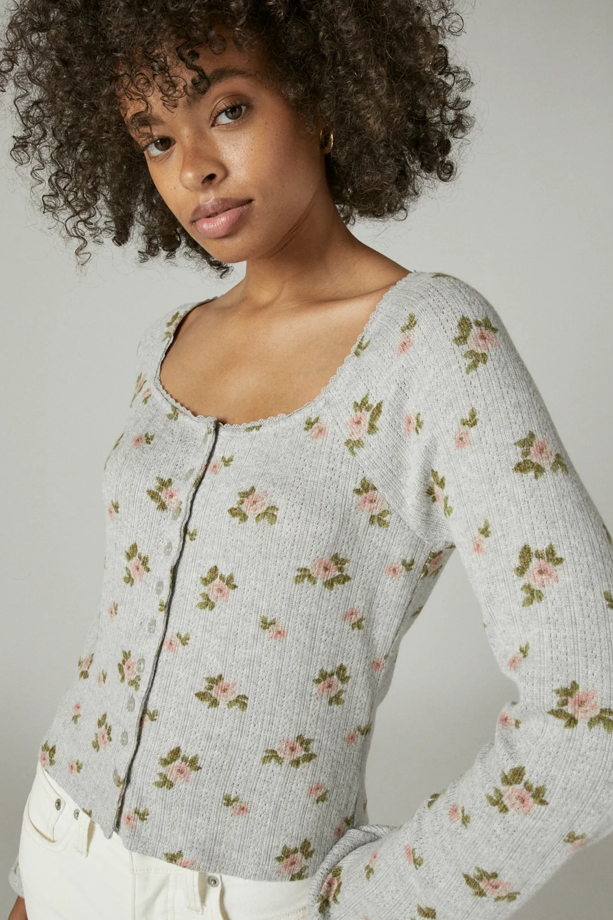 SQUARE NECK POINTELLE BUTTON FRONT TOP, image 5
