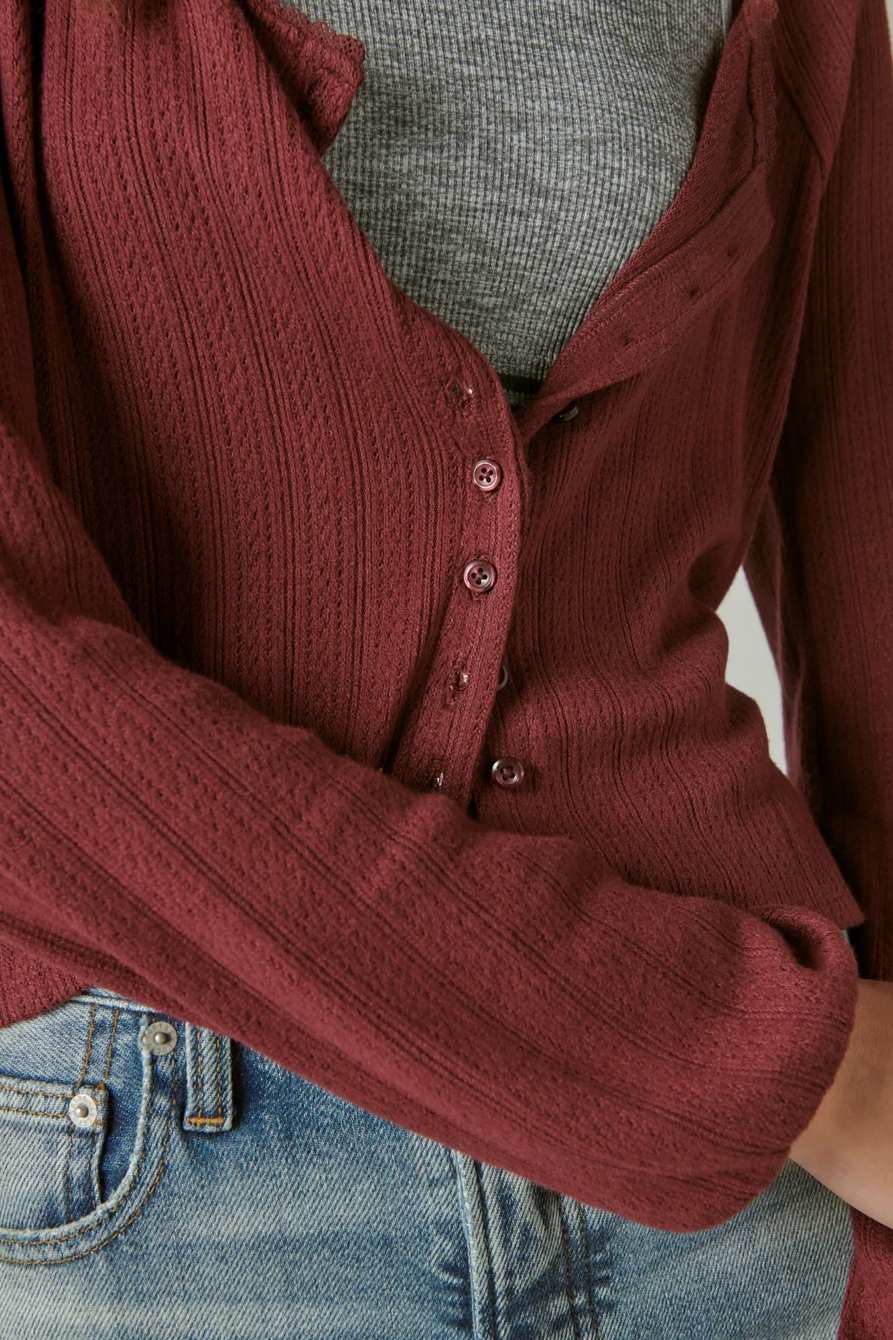 SQUARE NECK POINTELLE BUTTON FRONT TOP, image 5