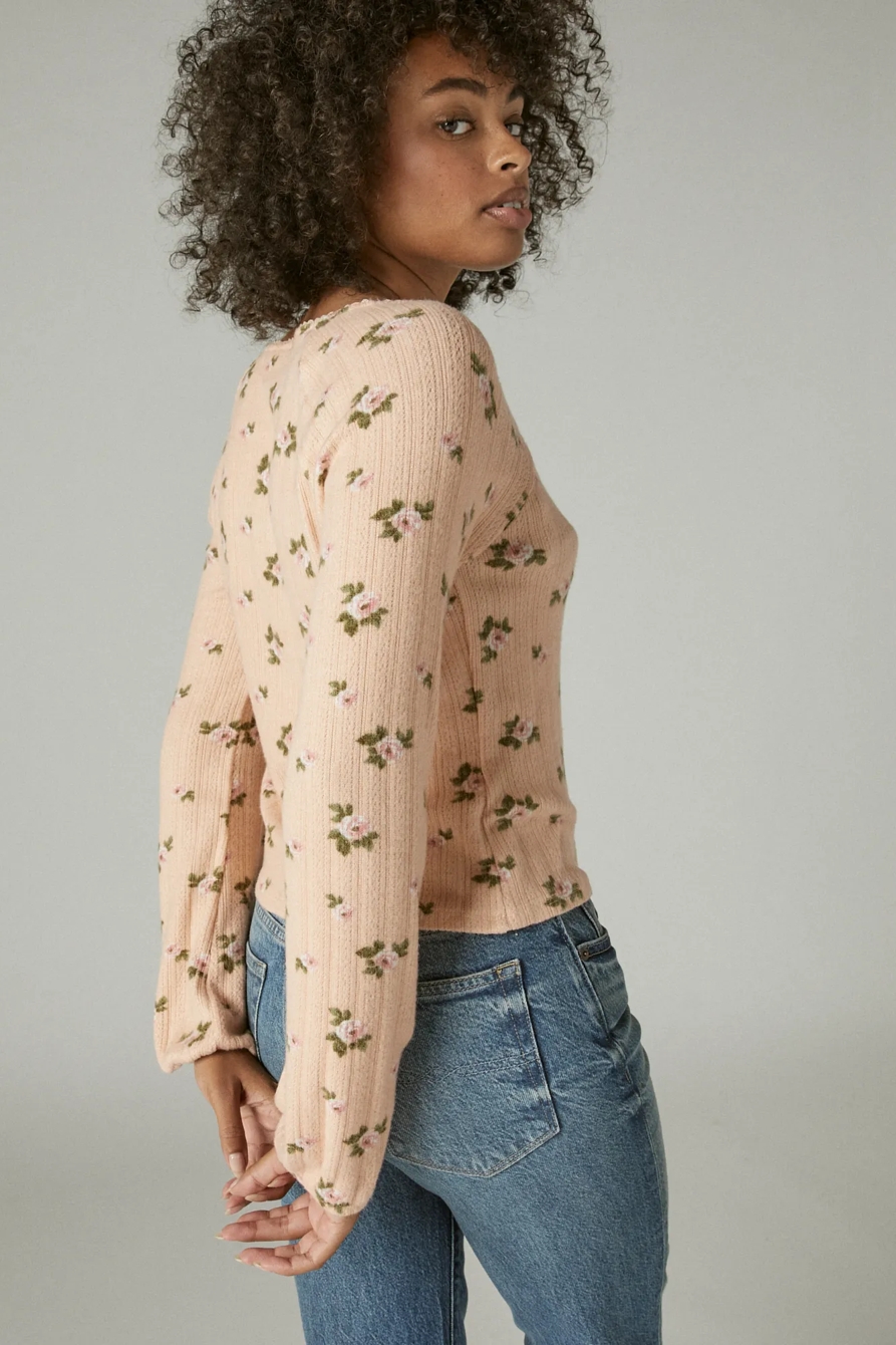 SQUARE NECK POINTELLE BUTTON FRONT TOP, image 4