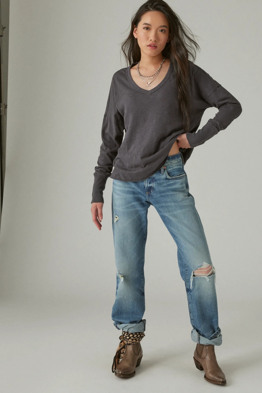 LONG SLEEVE V NECK TOP, image 4