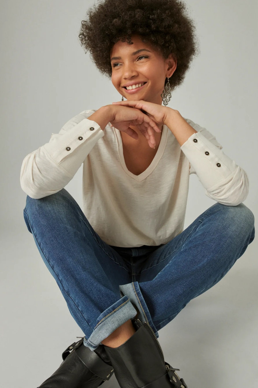 LONG SLEEVE V NECK TOP, image 4
