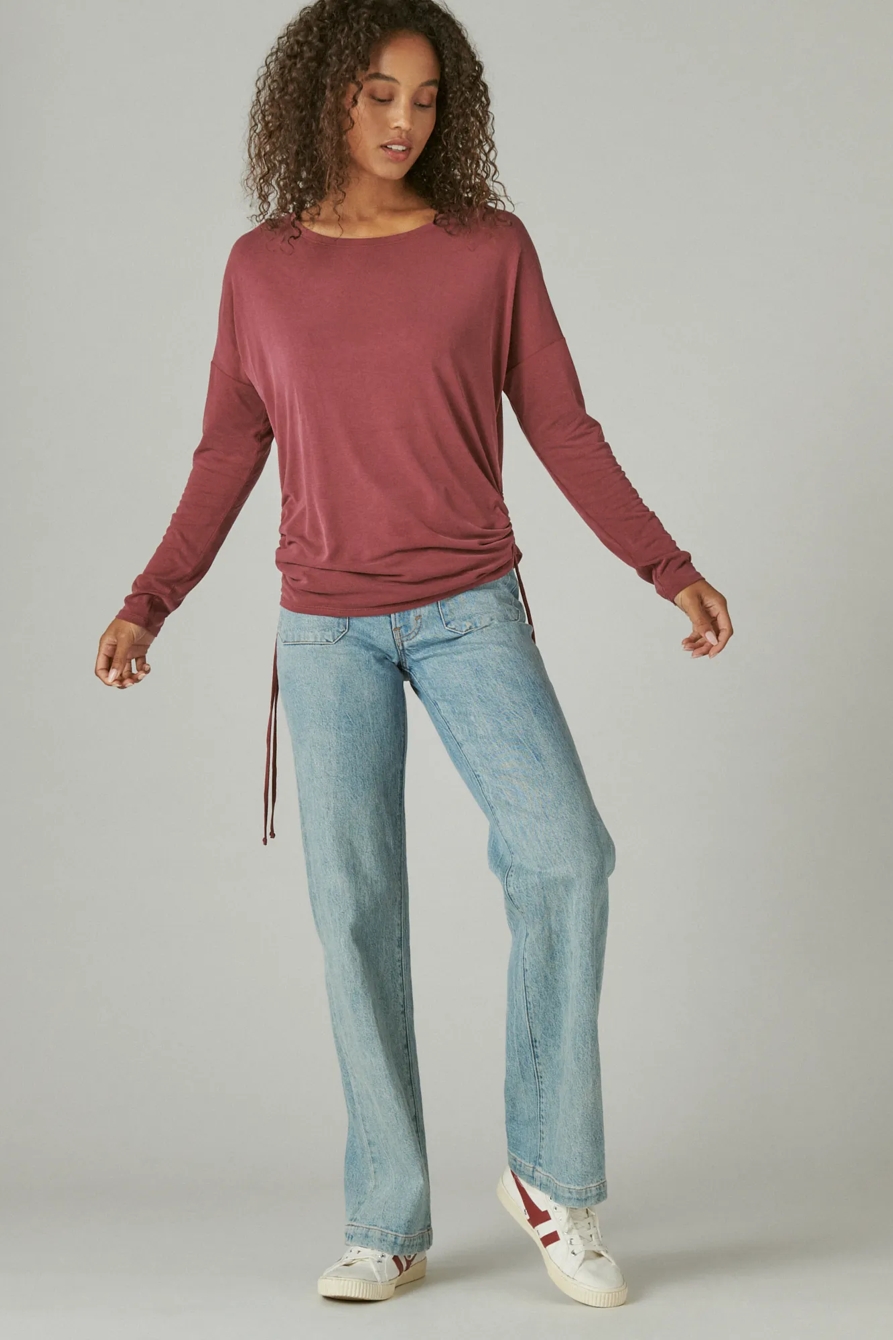 SANDWASH RUCHED SIDE LONG SLEEVE TOP, image 2