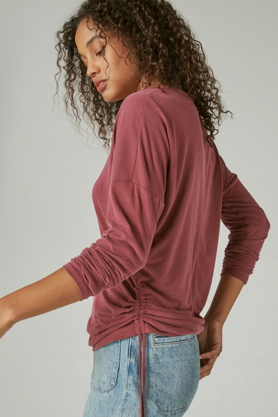 SANDWASH RUCHED SIDE LONG SLEEVE TOP, image 3