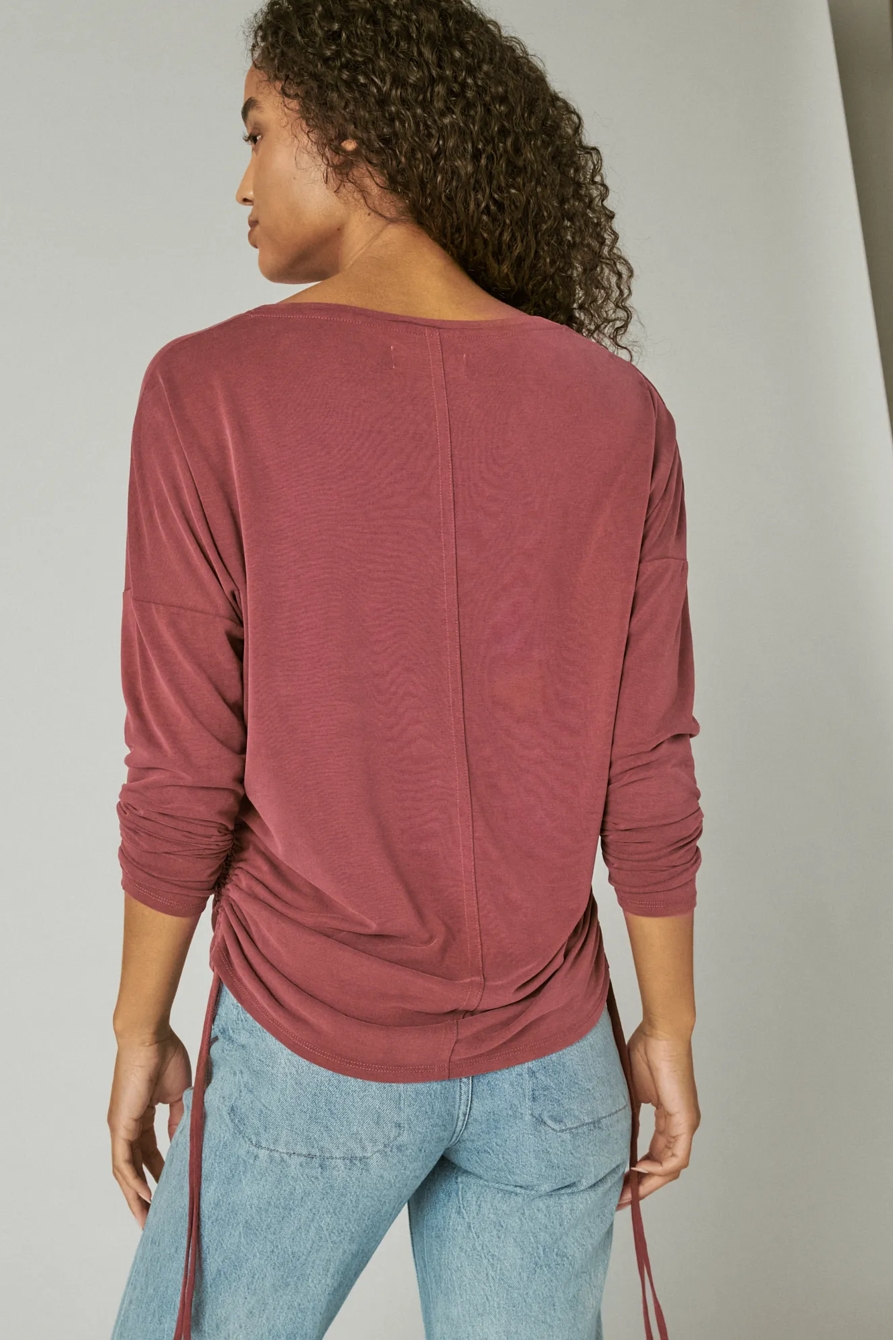 SANDWASH RUCHED SIDE LONG SLEEVE TOP, image 4