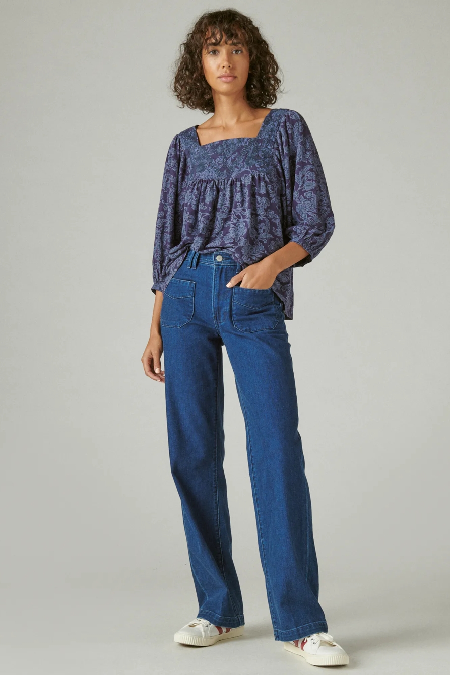TONAL EMBROIDERED SQUARE NECK BLOUSE, image 2