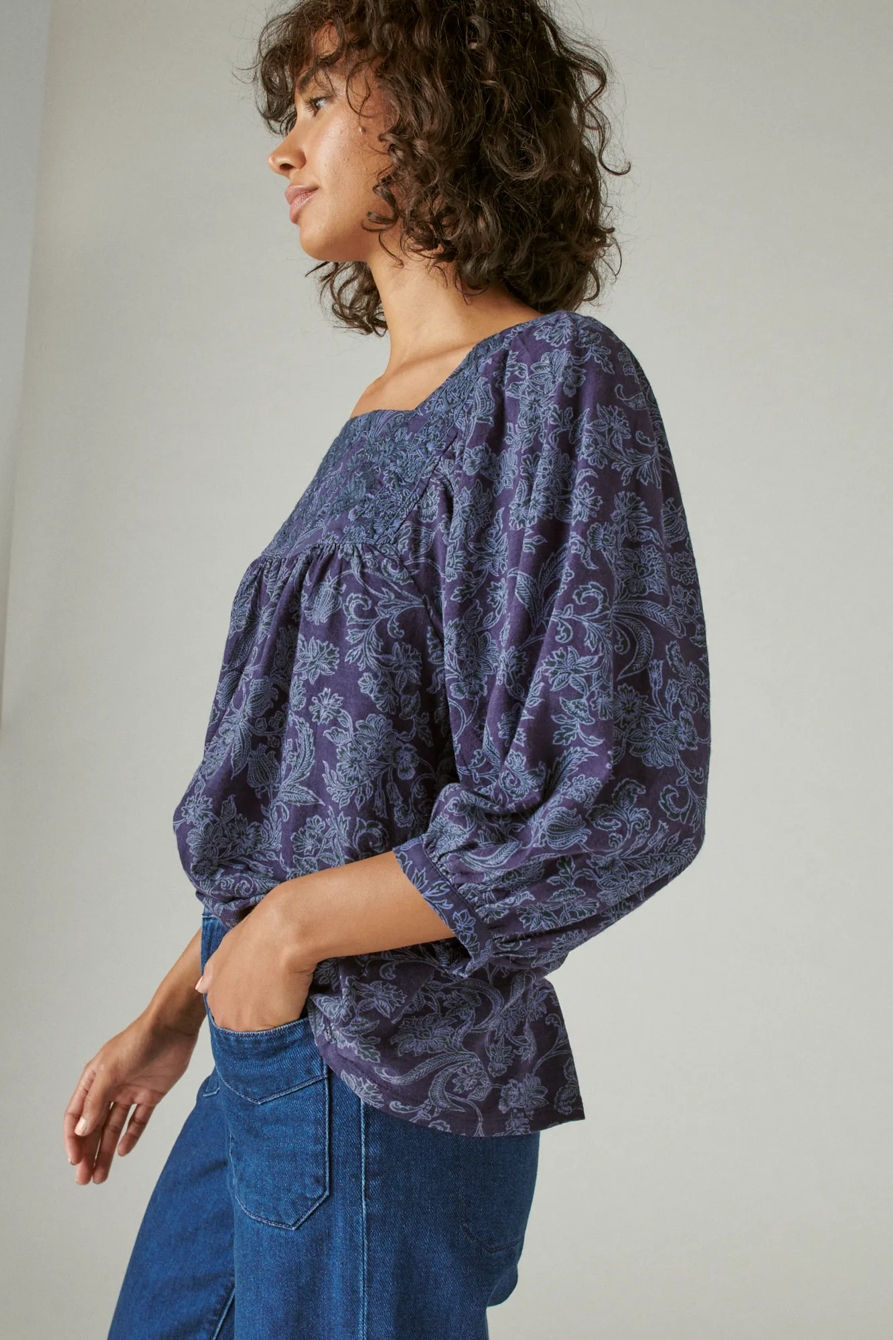 TONAL EMBROIDERED SQUARE NECK BLOUSE, image 3