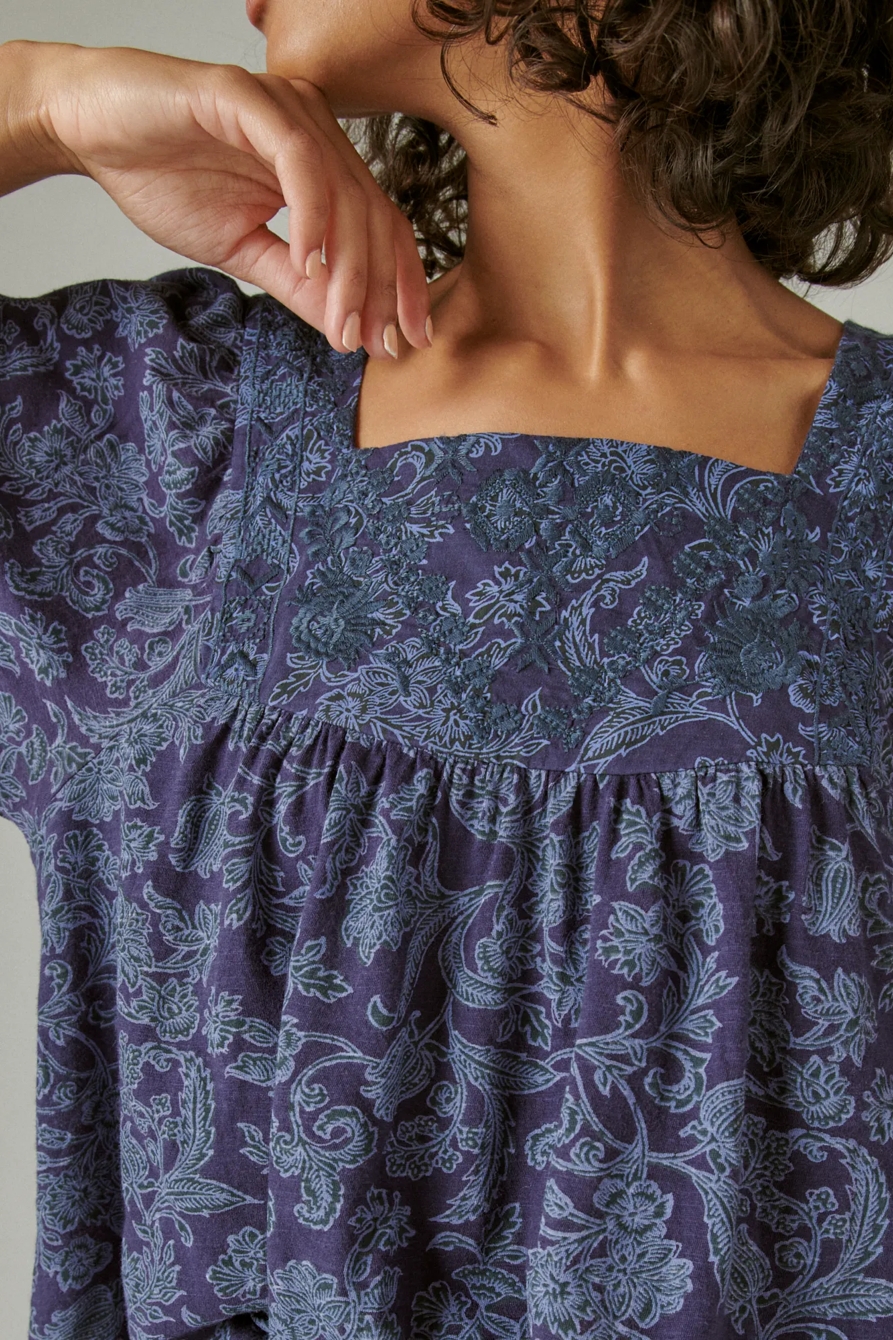 TONAL EMBROIDERED SQUARE NECK BLOUSE, image 5