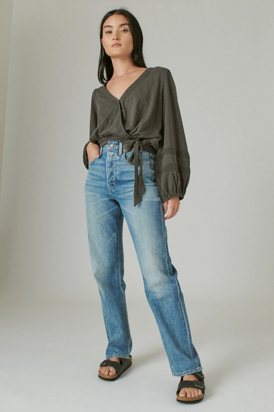 LONG SLEEVE SURPLICE WRAP TOP, image 2