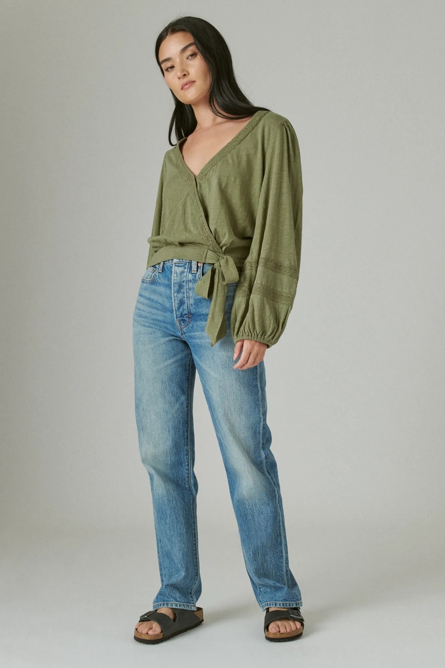LONG SLEEVE SURPLICE WRAP TOP, image 2