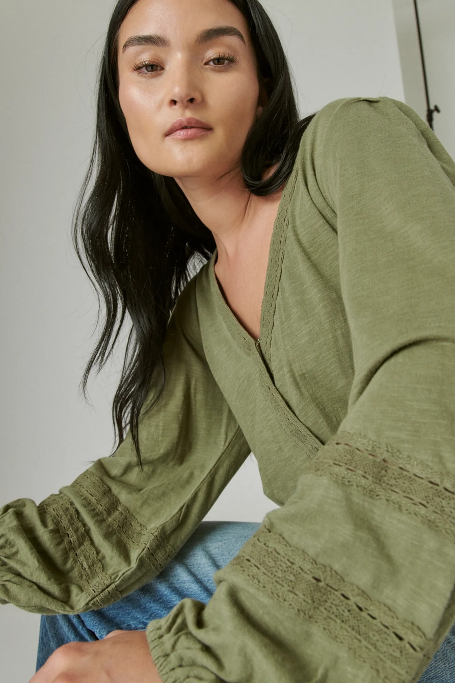 LONG SLEEVE SURPLICE WRAP TOP, image 6