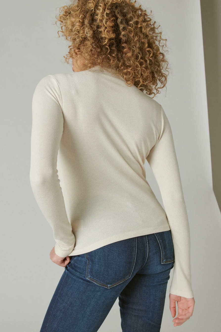 RIBBED MOCK NECK LONG SLEEVE TOP, image 4