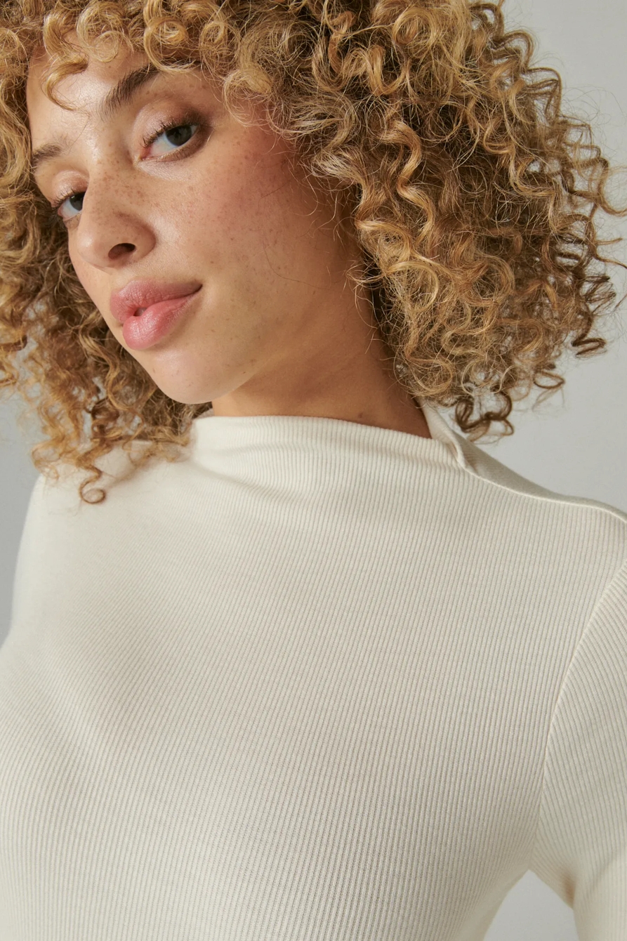 RIBBED MOCK NECK LONG SLEEVE TOP, image 5
