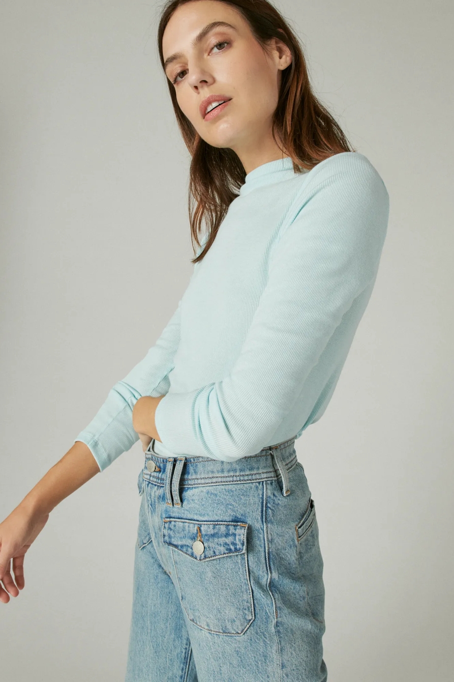 RIBBED MOCK NECK LONG SLEEVE TOP, image 3