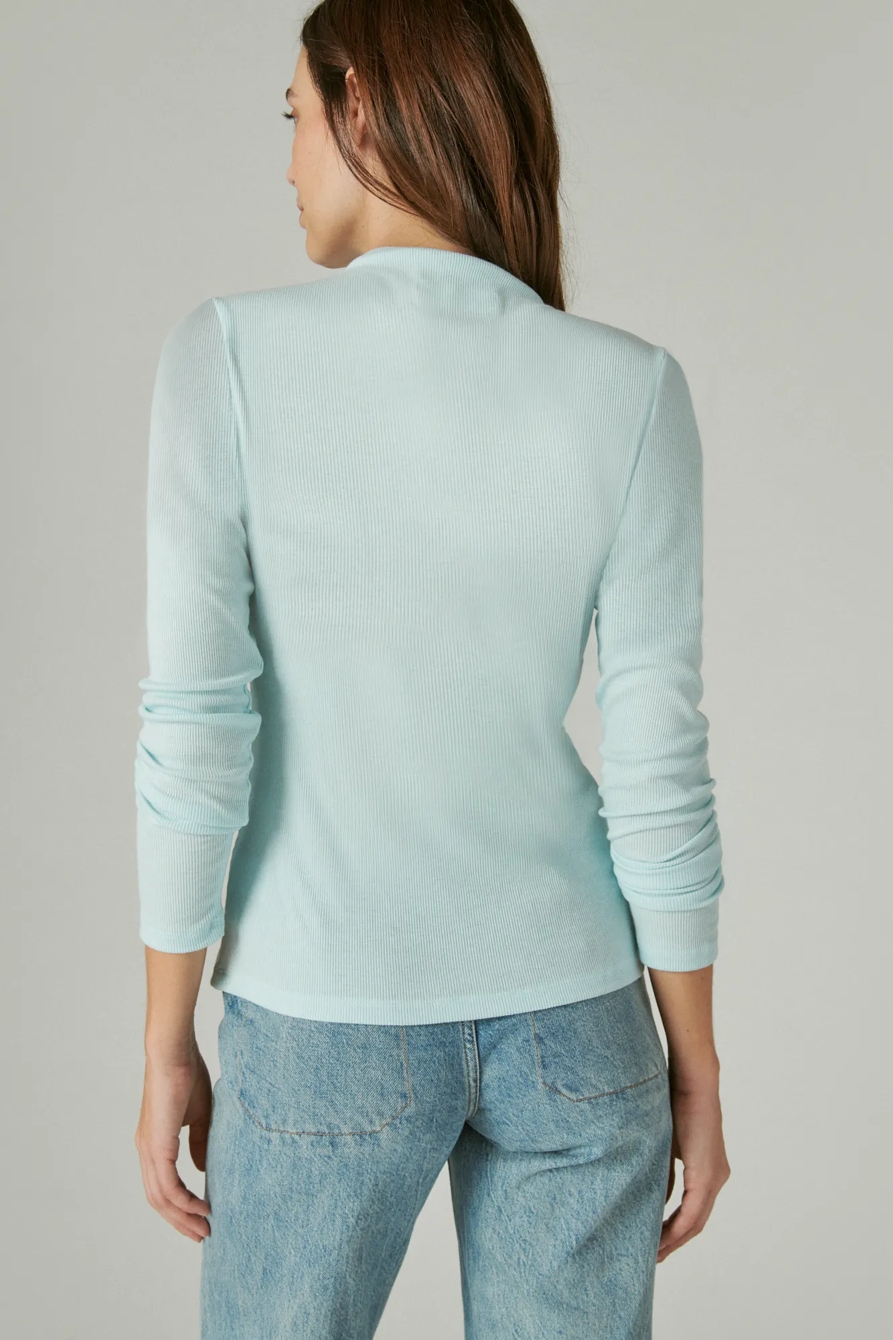 RIBBED MOCK NECK LONG SLEEVE TOP, image 4