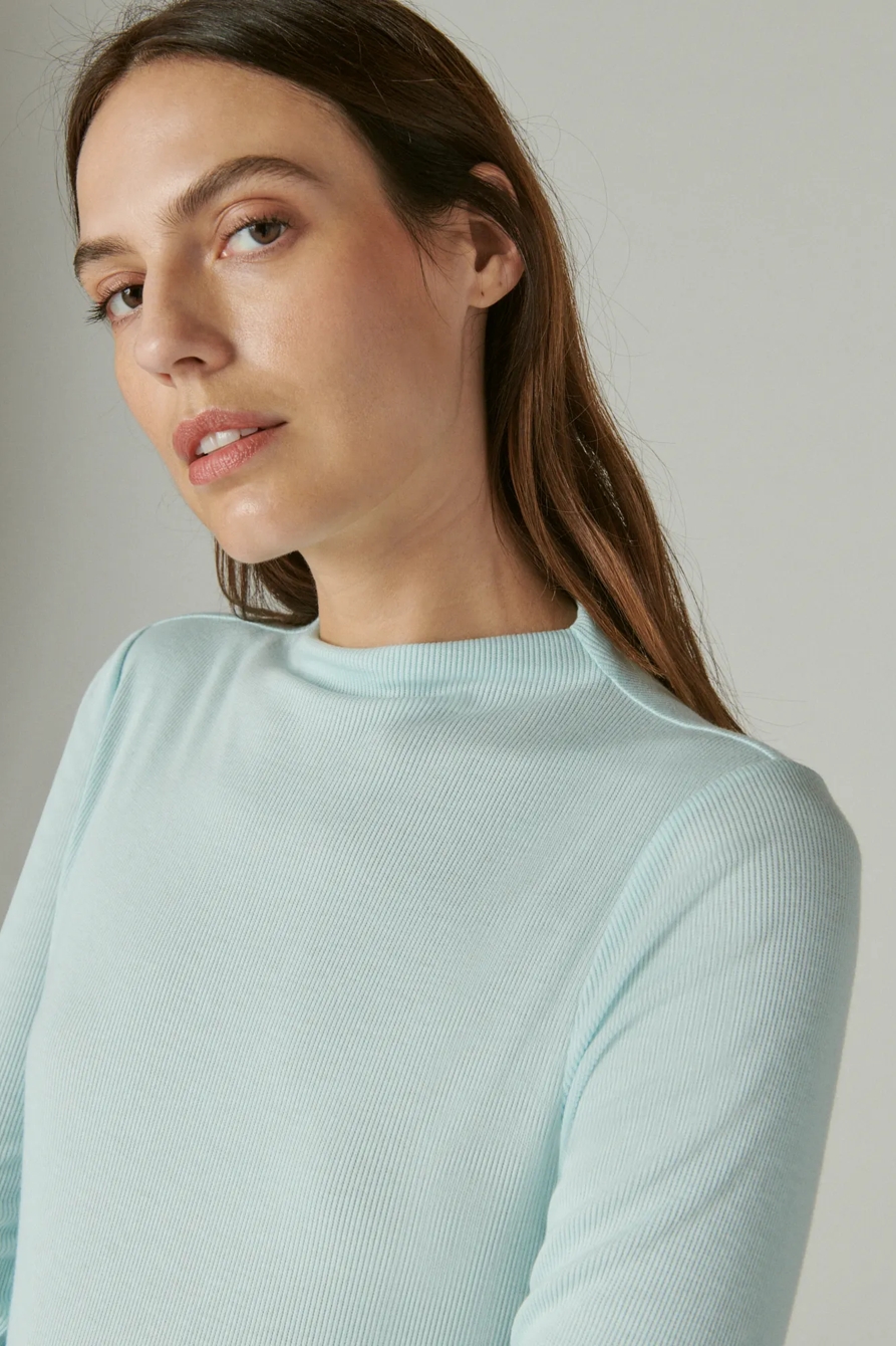 RIBBED MOCK NECK LONG SLEEVE TOP, image 5