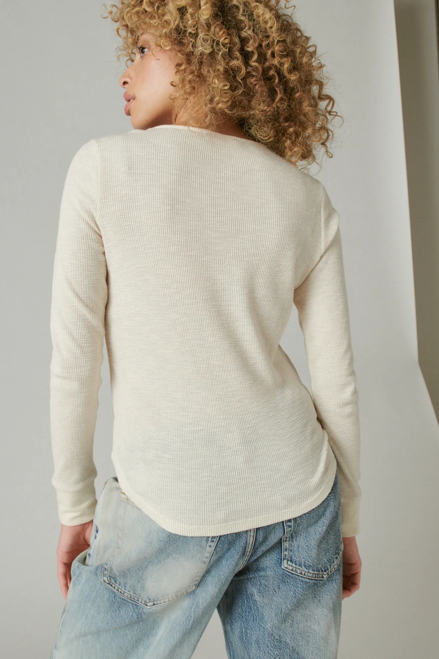 LONG SLEEVE WAFFLE LACE KNIT TOP, image 4
