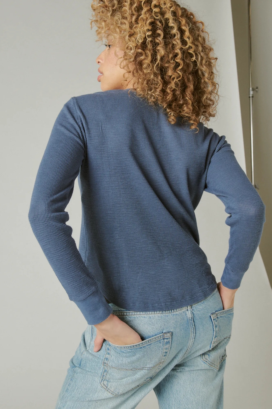LONG SLEEVE WAFFLE LACE KNIT TOP, image 4