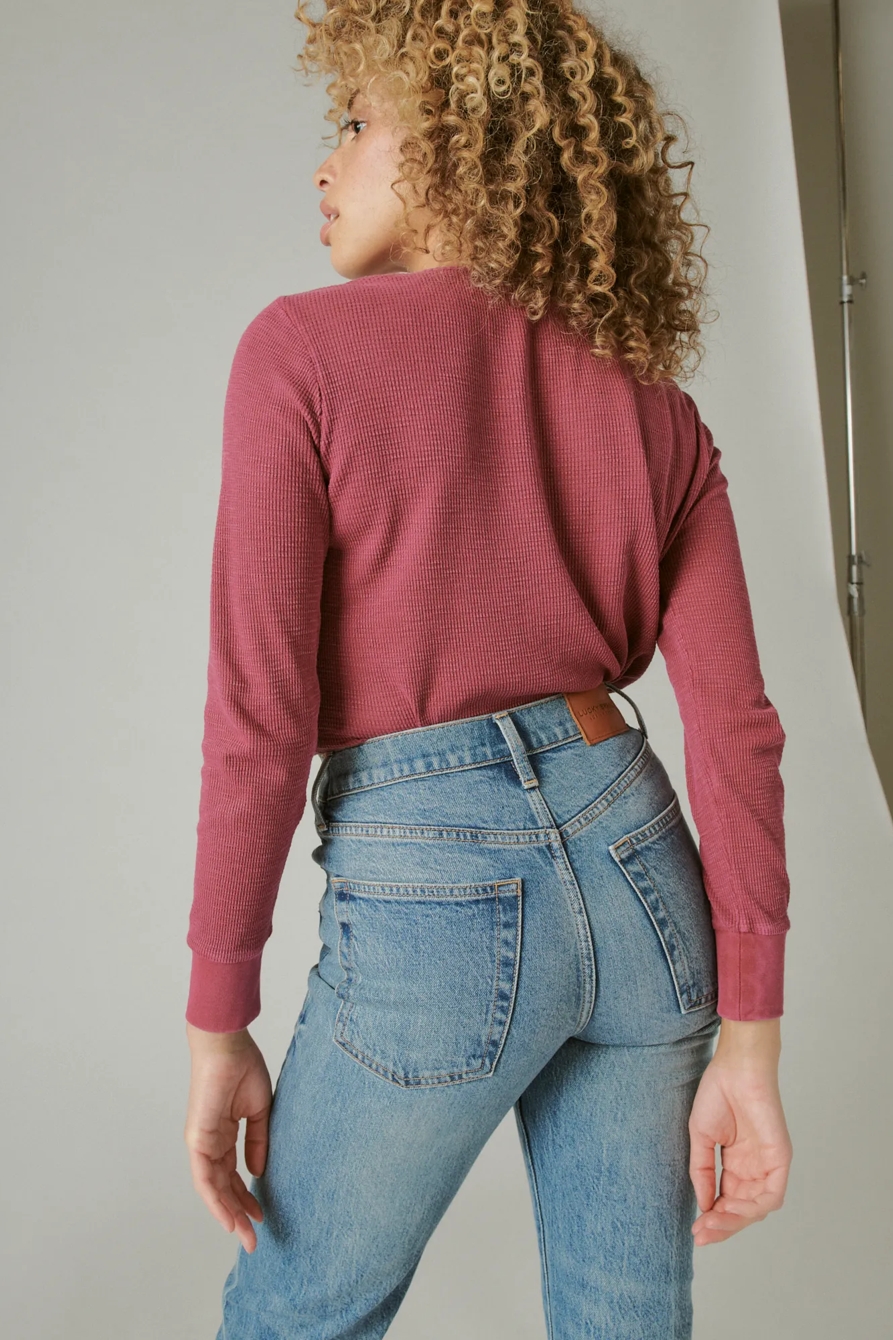 LONG SLEEVE WAFFLE LACE KNIT TOP, image 4