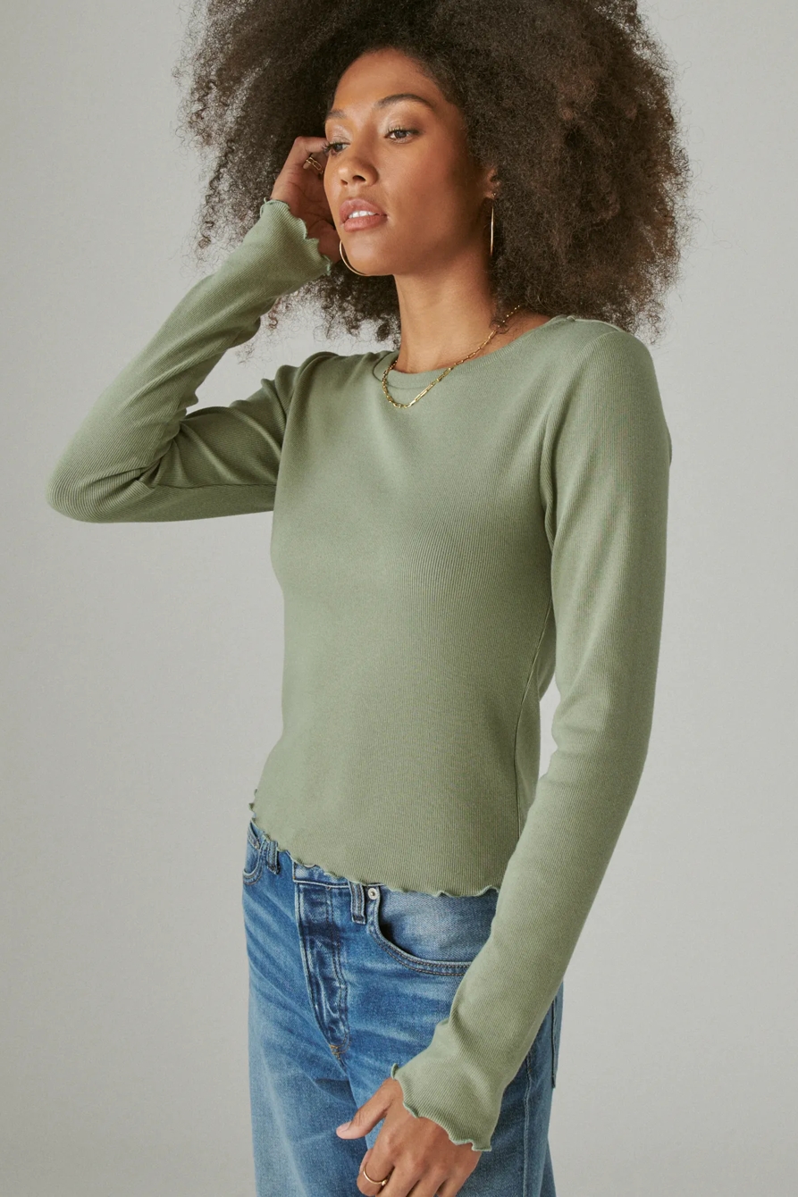 LONG SLEEVE RIBBED CREW, image 3