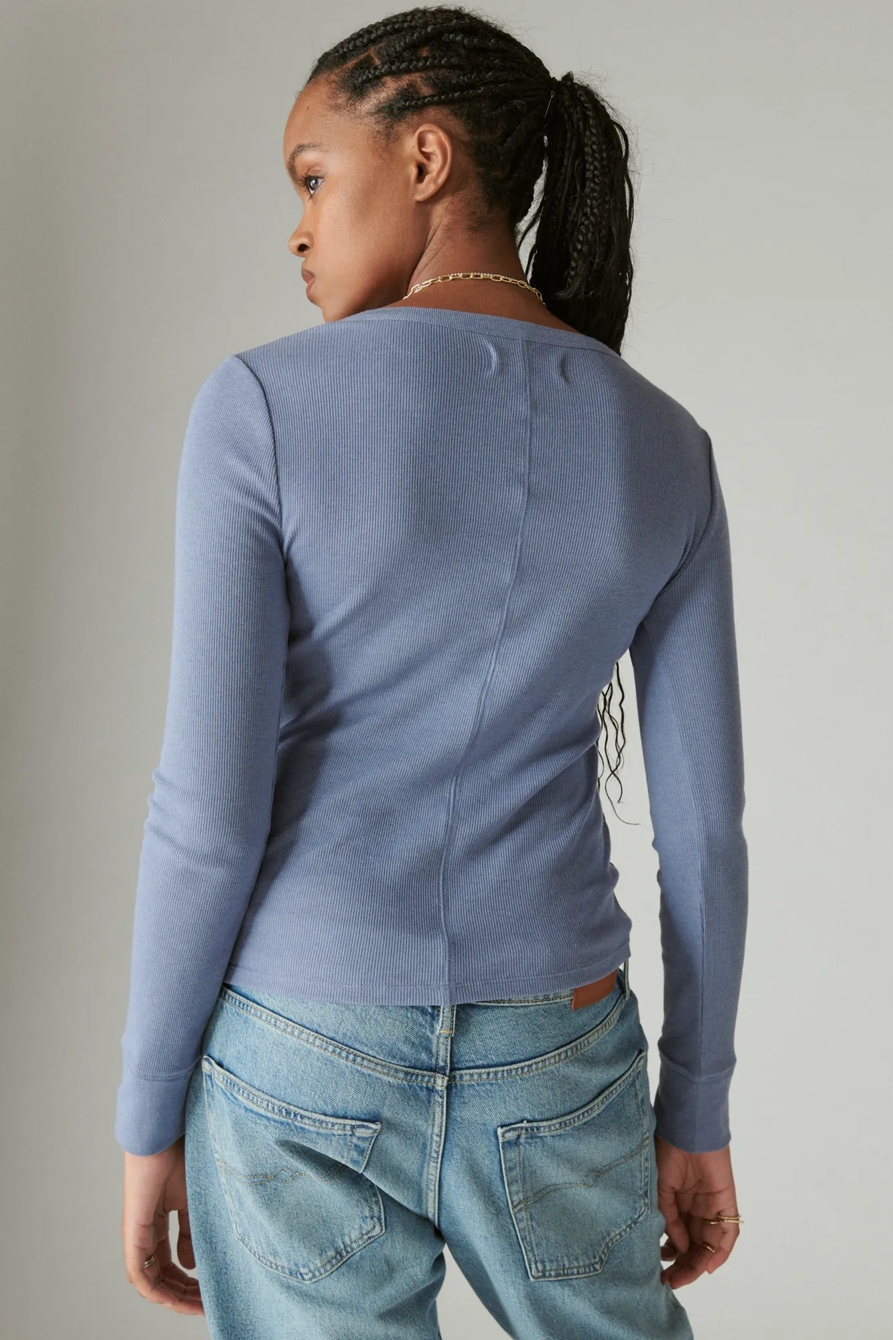 LONG SLEEVE RIBBED SNAP HENLEY, image 3