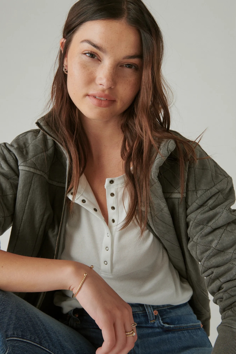 LONG SLEEVE RIBBED SNAP HENLEY, image 2