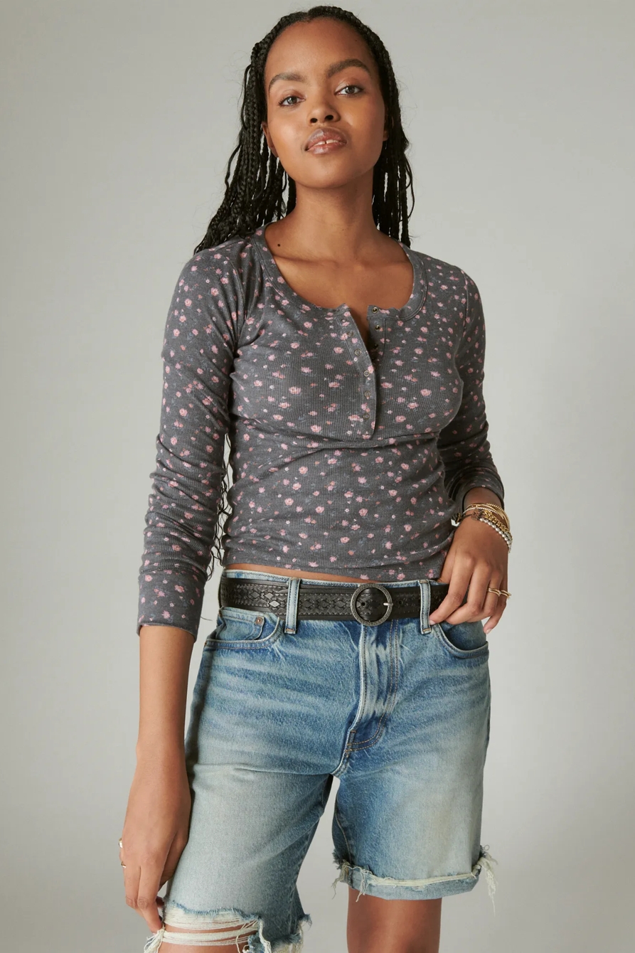LONG SLEEVE RIBBED SNAP HENLEY, image 2