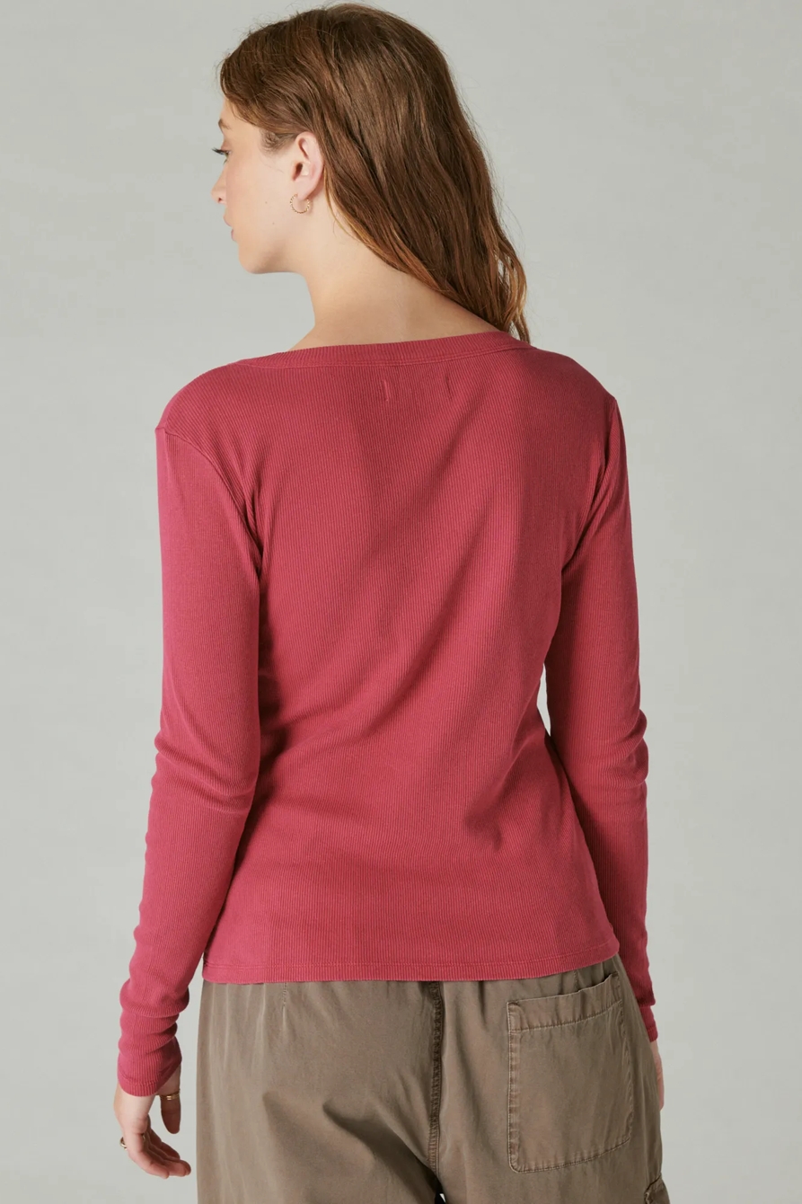 LONG SLEEVE RIBBED SNAP HENLEY, image 3